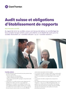 Audit suisse et obligations d’établissement de rapports