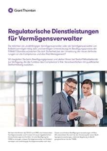 Regulatorische Dienstleistungen für Vermögensverwalter